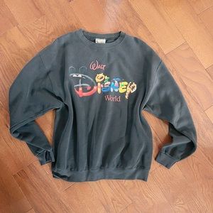 90s Vintage Disney Mickey Walt Disney World Black Crewneck Sweatshirt L/XL